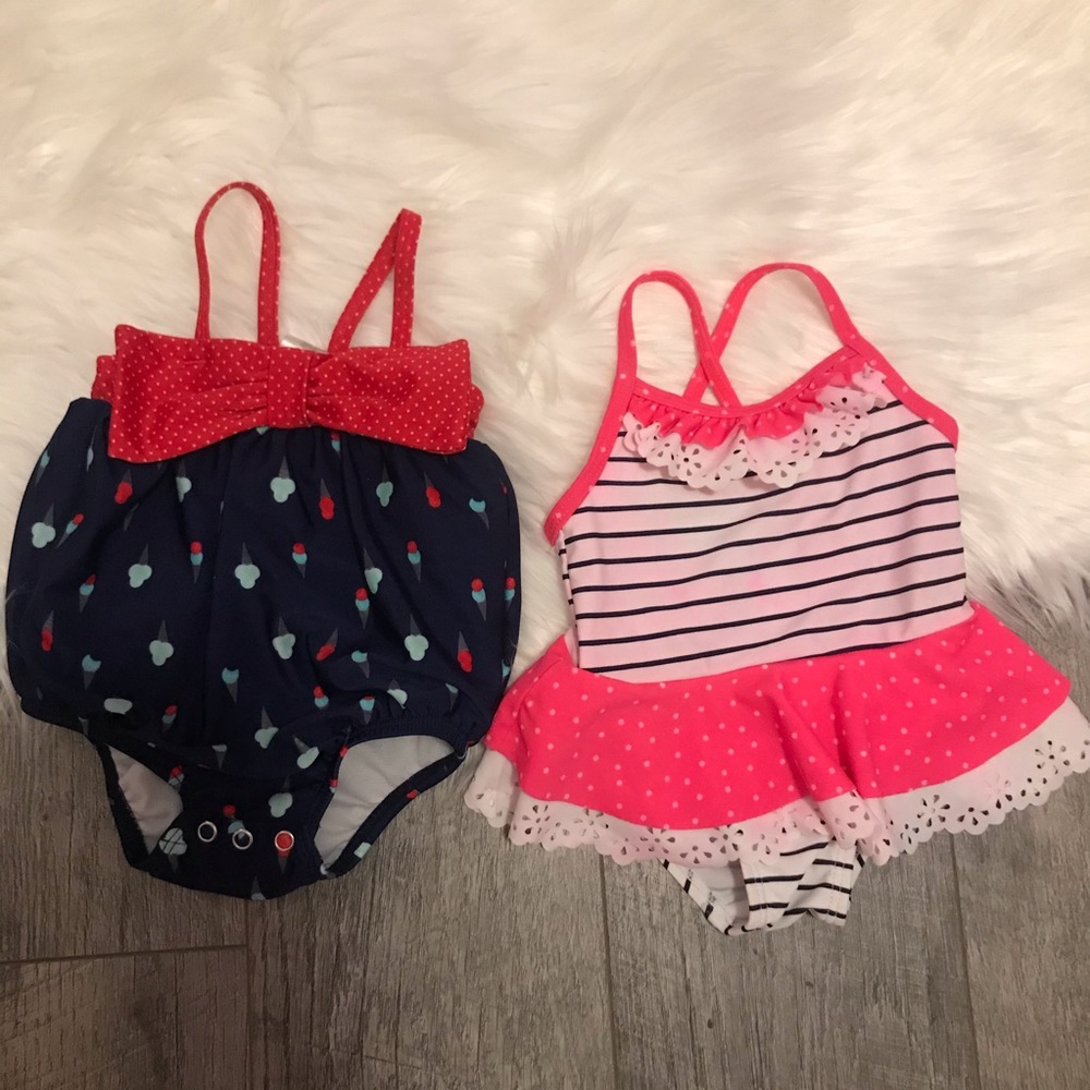 2 lot baby girl bathing suits size 3-6 months